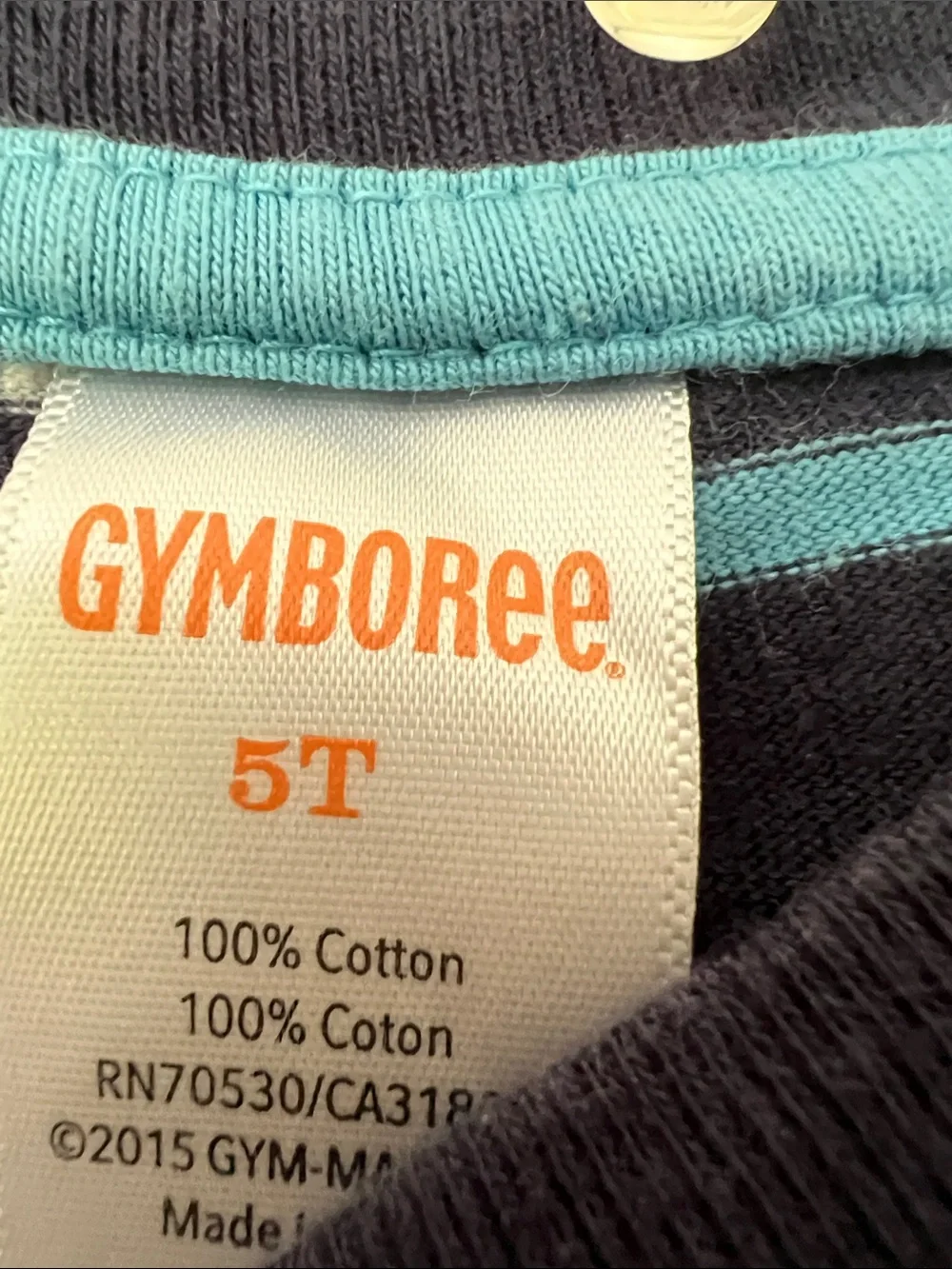 Gymboree Navy Short Sleeve Tee with White and Aqua Stripes